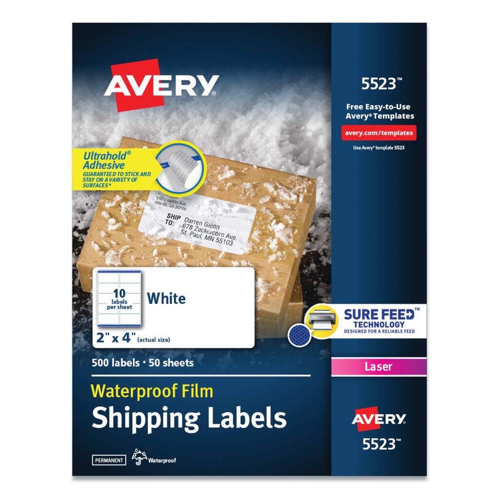 5 Packs: 500 ct. (2,500 total) Avery® 2